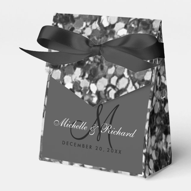 Ballotins Mariage monogramme Parties scintillant argent chic (Verso)