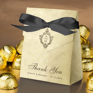 Ballotins Mariage Monogramme Vintage Crest Remerciement Parc