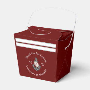 Ballotins Mariage nautique Ancre florale Maroon Bourgogne ro