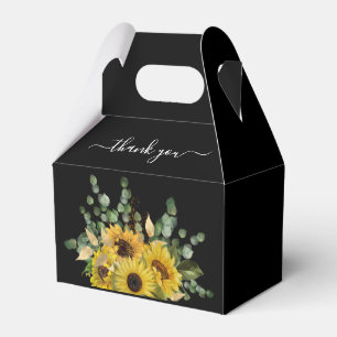 Ballotins Mariage Noir Merci Tournesols Floraux Élégants