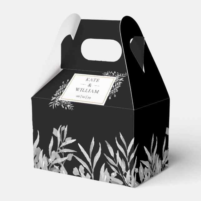 Ballotins Mariage Or Noir Et Blanc De Foliage (Verso)