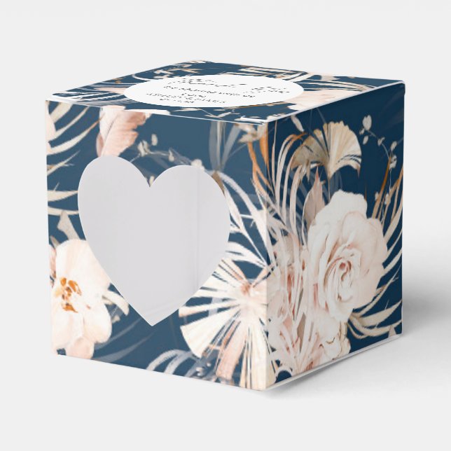 Ballotins Mariage personnalisé floral bleu marine aquarelle (Verso)