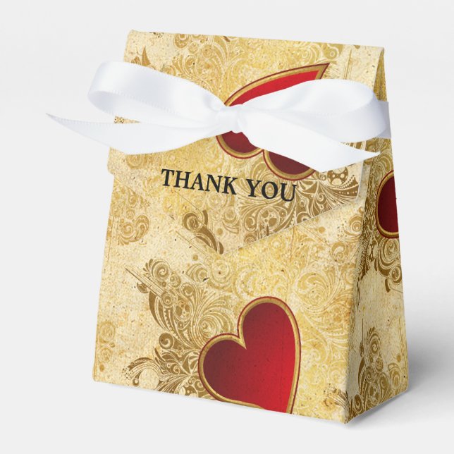 Ballotins Mariage personnalisé Gold Red Hearts Ballotin clas (Verso)
