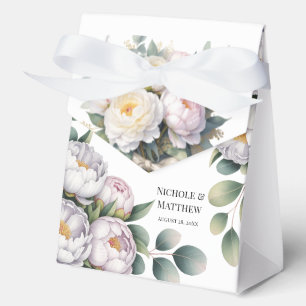 Ballotins Mariage Pivoine Blanche Douce avec Feuilles d'Euca