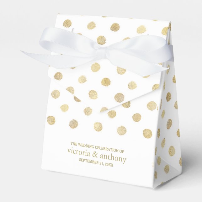 Ballotins Mariage Pois moderne blanc et or (Verso)