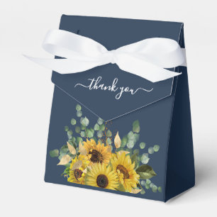 Ballotins Mariage Remerciements Tournesols Fleuris Bleu Mari