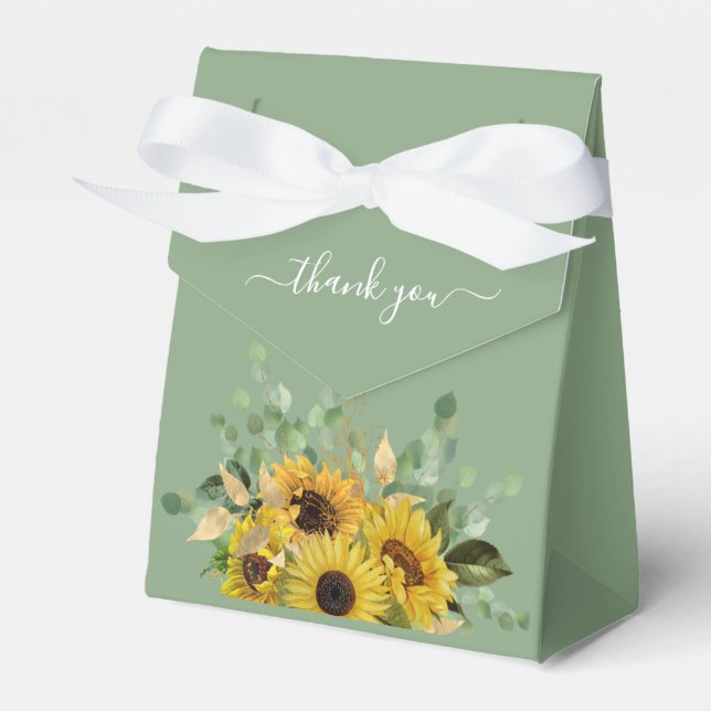 Ballotins Mariage Remerciements Tournesols Floraux Verts (Verso)