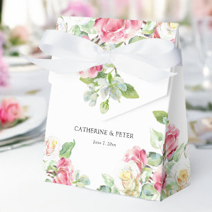 Ballotins Mariage romantique aux roses en aquarelle rose ten