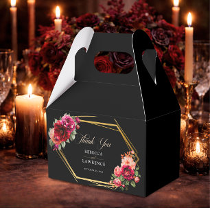 Ballotins Mariage romantique élégant floral rouge noir d'amb