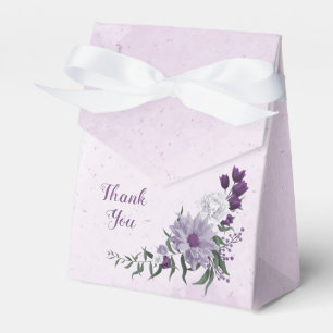 Ballotins Mariage romantique fleurs blanches violettes verdu