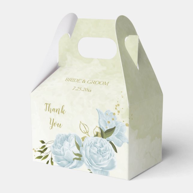 Ballotins mariage romantique fleurs bleues verdure (Verso)