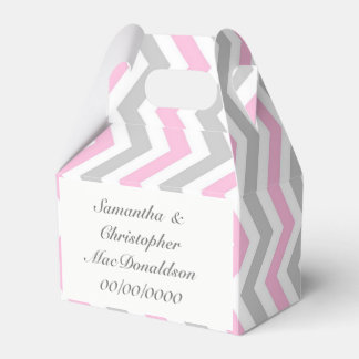 Ballotins Mariage rose gris et blanc chevron