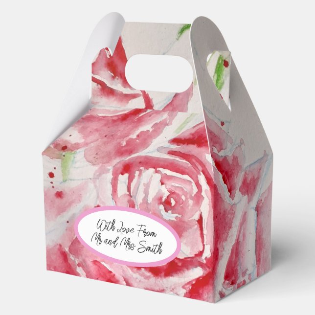 Ballotins Mariage Rose Motif  d'aquarelle (Recto)