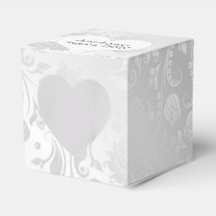 Ballotins Mariage Satin Blanc Damassé Avec Cœur
