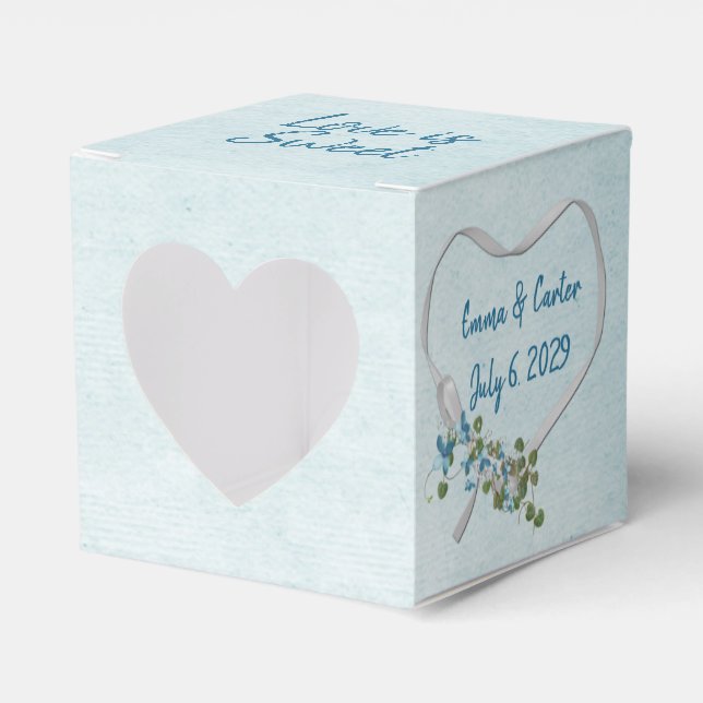 Ballotins Mariage White Ribbon Heart sur Aqua Ballotin (Verso)