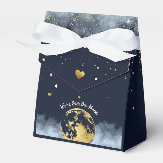 Ballotins Marine Bleu et or sur la lune Baby shower (Verso)