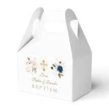 Marine Blue Rose Gold FlowersTwins Baptême