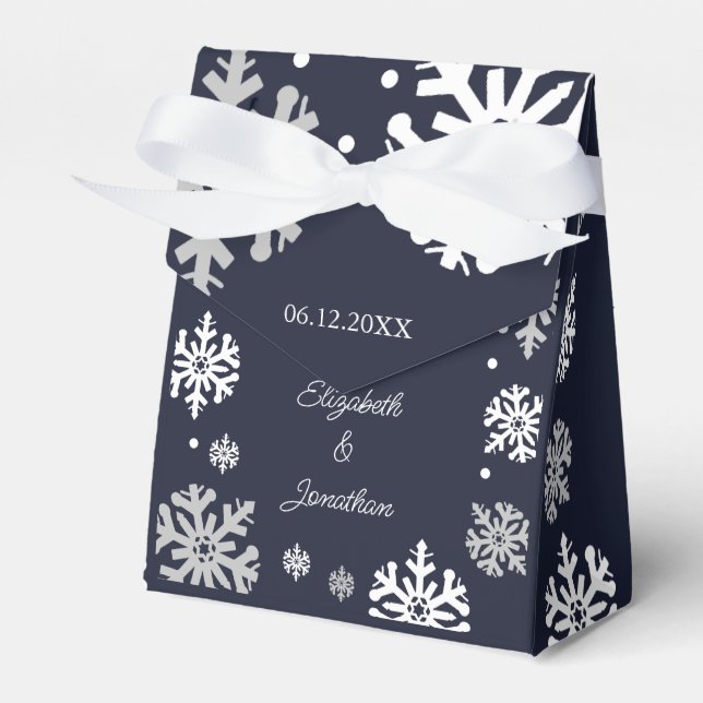 Ballotins Marine Blue Snowflakes Mariage d'hiver (Verso)