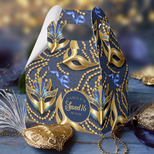 Ballotins Masquerade Sweet 16 Motif Blue Gold ID1032