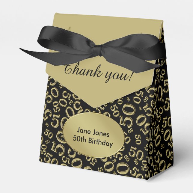Ballotins Merci : 50e Motif de nombre aléatoire Gold/Black (Verso)