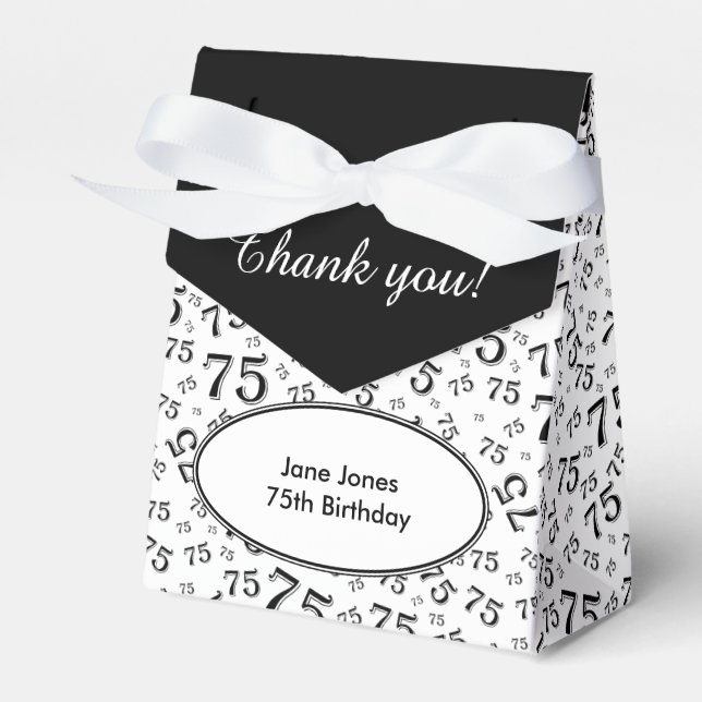 Ballotins Merci 75e Motif de numéros aléatoires noir/blanc (Verso)