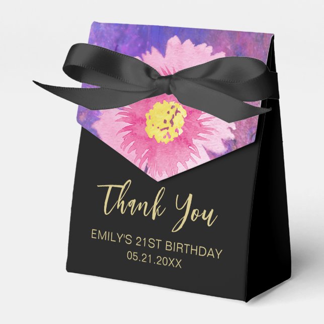 Ballotins Merci Anniversaire moderne rose Floral Ballotin (Verso)