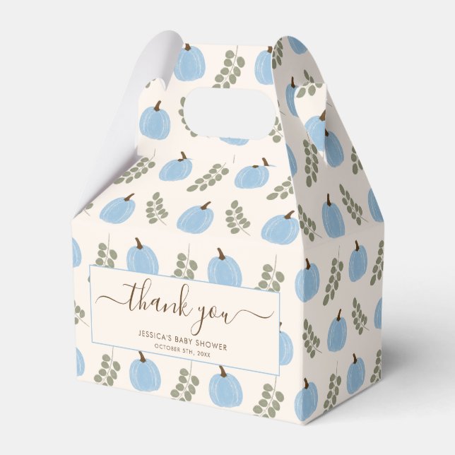 Ballotins Merci Baby shower Eucalyptus Citrouille bleu mou (Verso)