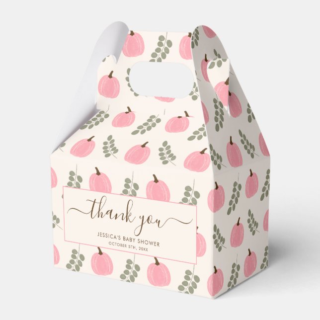 Ballotins Merci Baby shower Eucalyptus Citrouille rose migno (Verso)
