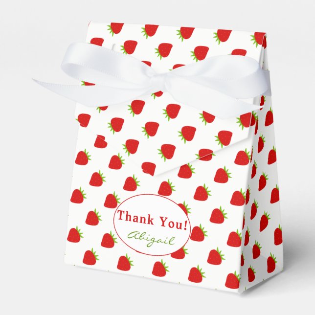 Ballotins Merci | Ballotin de tente Motif de fraise rouge (Verso)