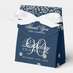 Ballotins Merci bleu Silver Navy 90e anniversaire Confetti