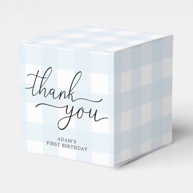 Ballotins Merci d'anniversaire bleu En vichy Ballotin (Verso)