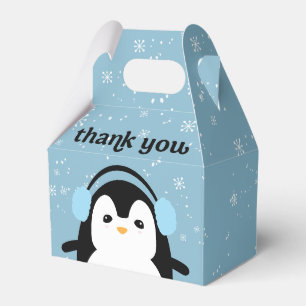 Ballotins Merci de Baby shower d'hiver Blue Cute Penguin