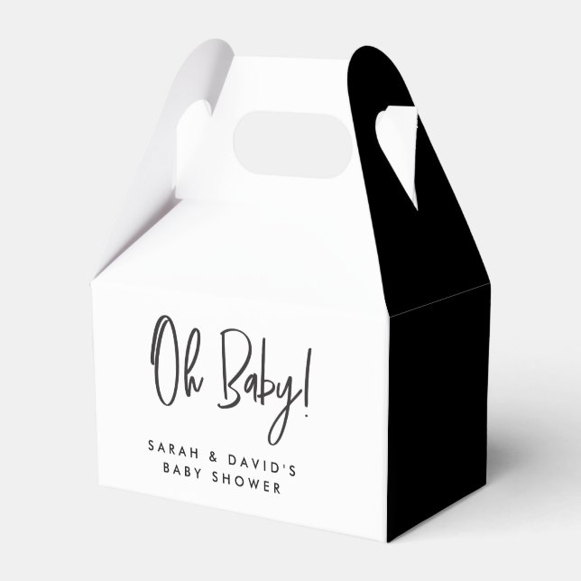 Ballotins Merci de Baby shower noir blanc Couple minimal (Verso)