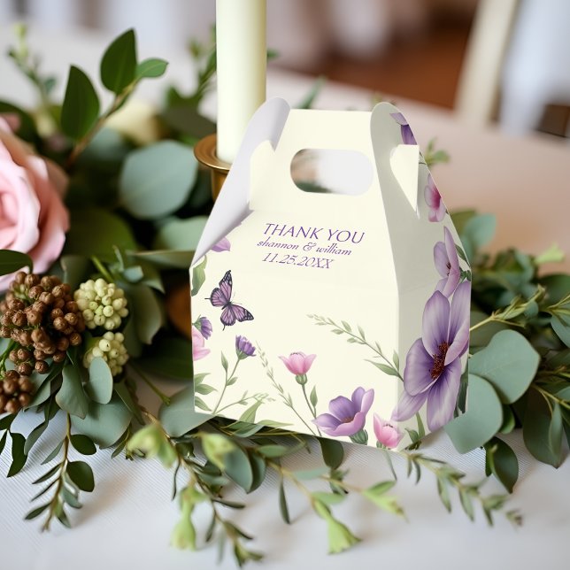 Ballotins Merci de bordure fleurie de fleurs violettes maria (Créateur téléchargé)