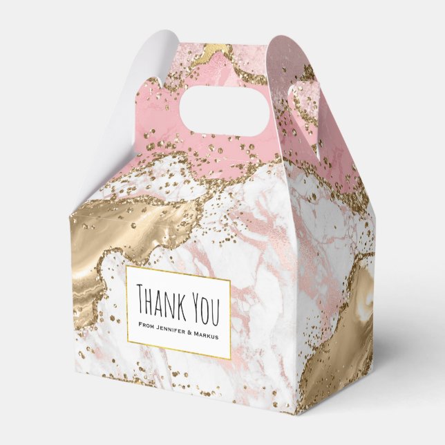 Ballotins Merci design en marbre rose or Rose de luxe (Verso)