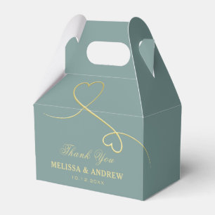 Ballotins Merci Deux Coeurs d'or Emerald Green Mariage