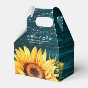 Ballotins Merci Mariage de tournesol en bois Turquoise rusti