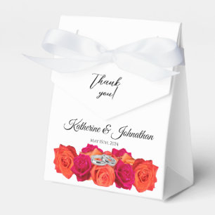 Ballotins Merci Mariage-Orange et Fleurs roses