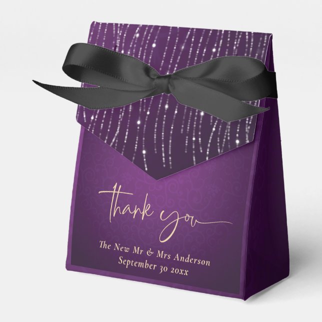 Ballotins Merci Mariage Royal Purple Gold String (Verso)