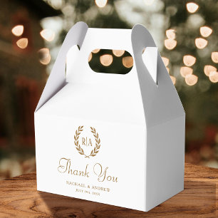 Ballotins Merci Monogramme Mariage Wreath Or Blanc