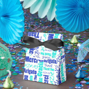 Ballotins Merci Multilingual Word Collage Bleu Turquoise
