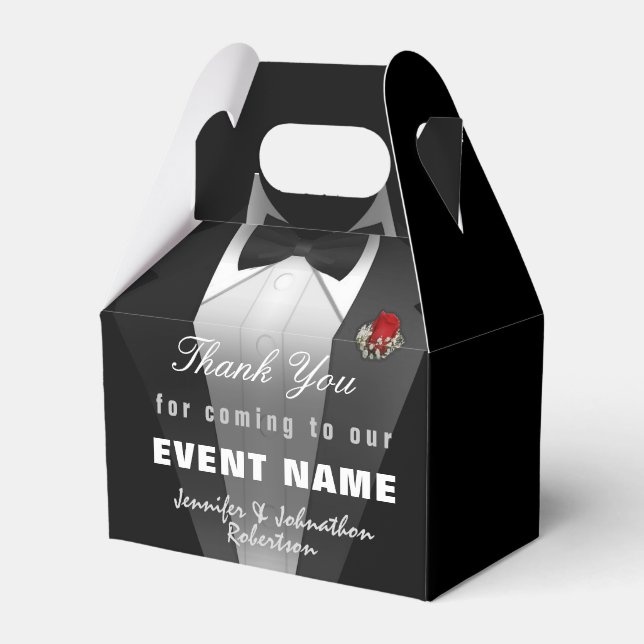 Ballotins Merci noir Tuxedo | Boîte cadeau (Verso)