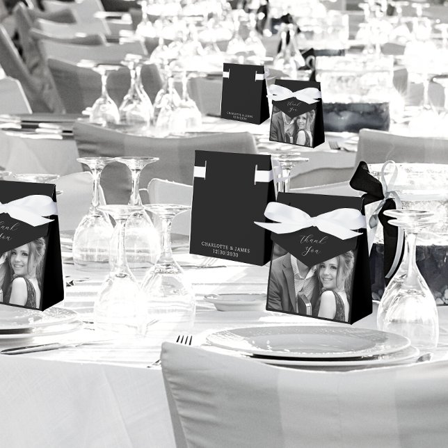 Ballotins Merci photo noir et blanc Mariage noir (In Situ)