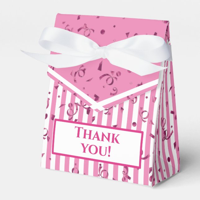 Ballotins Merci - Rose/Blanc simples rayures Motif F (Verso)