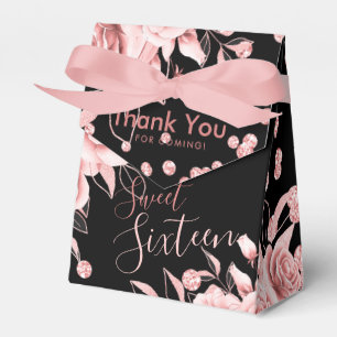 Ballotins Merci Rose Gold Black Sweet 16 Parties scintillant
