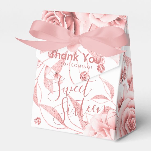 Ballotins Merci Rose Gold Sweet 16 Parties scintillant Flora (Verso)