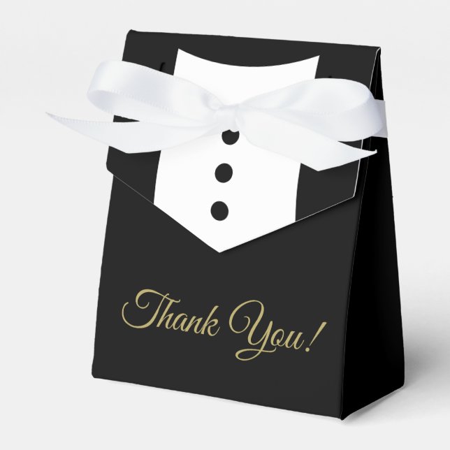 Ballotins Merci Tuxedo Black & Gold Mariage (Verso)