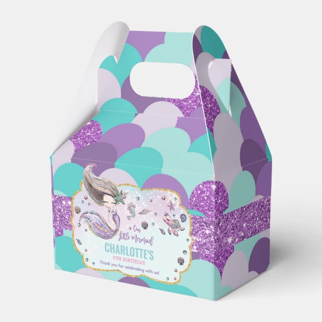 Ballotins Mermaid Baby shower d'anniversaire Merci pourpre (Verso)