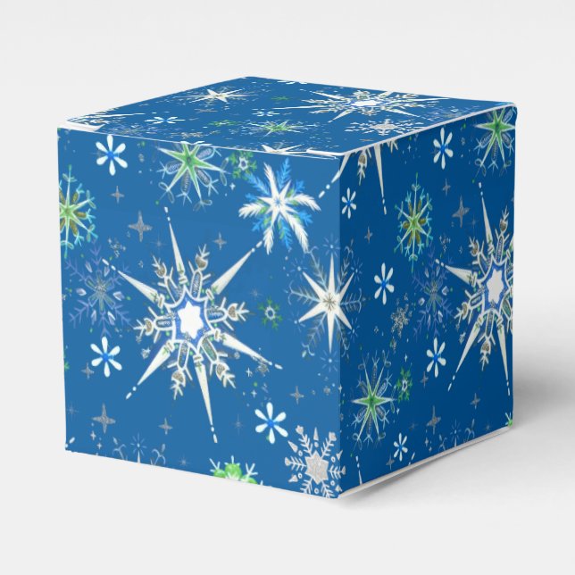 Ballotins Mid-Century Snowflakes Galore On Blue (Verso)