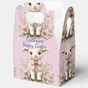 Ballotins Mignon agneau ruban rose fleurs de printemps